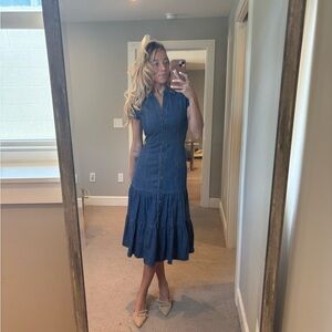 Elie Tahari Blue Denim Midi Dress